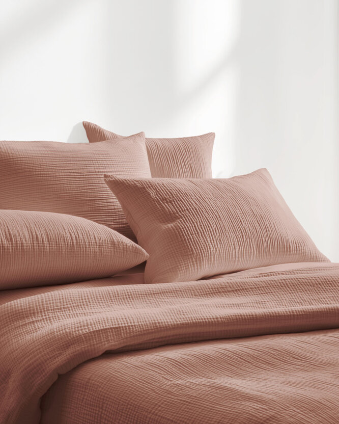 Musselin-Bettwäsche – pfirsich