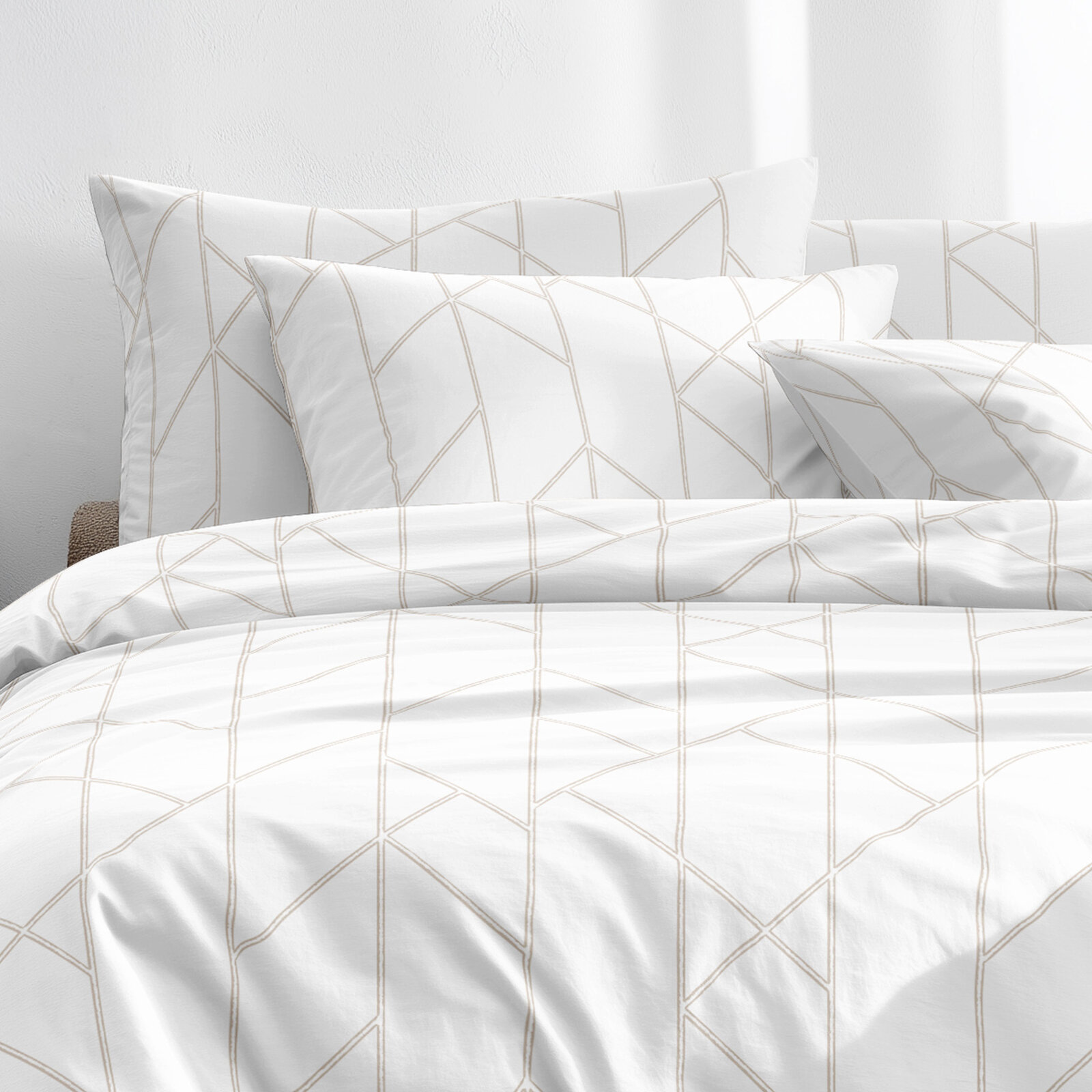 Bettwäsche aus Baumwolle - Geometrische Linien auf Weiß
