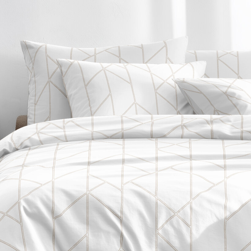 Bettwäsche aus Baumwolle - Geometrische Linien auf Weiß