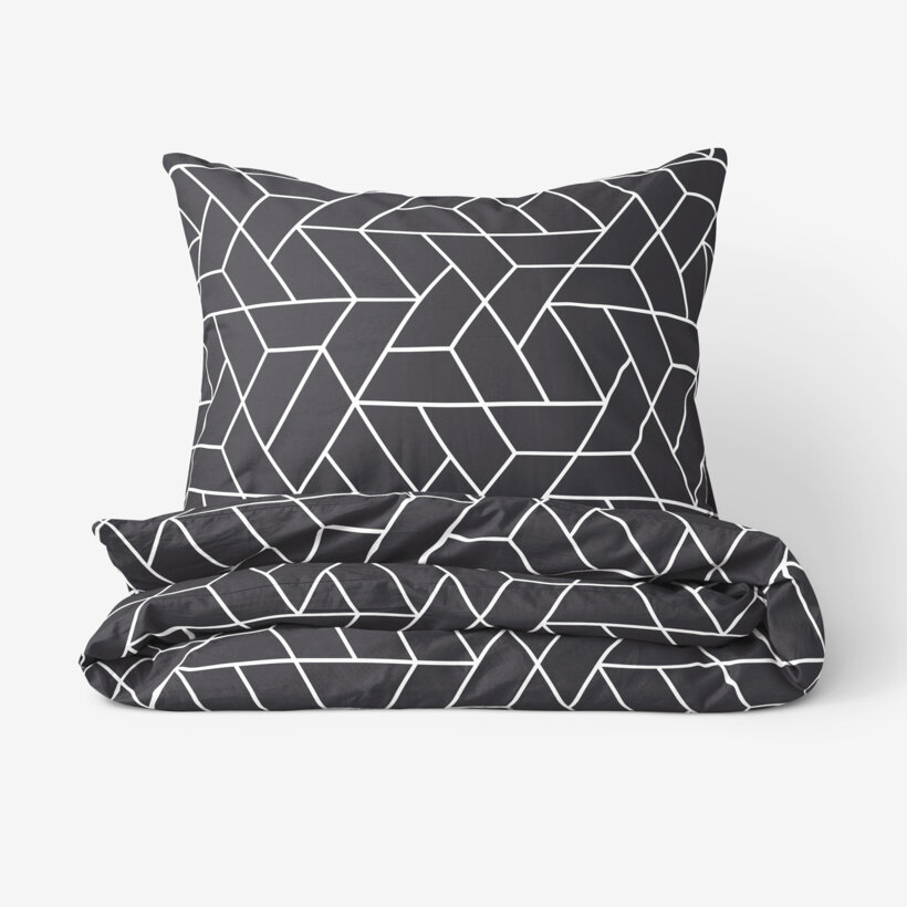 Bettwäsche aus Baumwolle - Mosaik auf Dunkelgrau