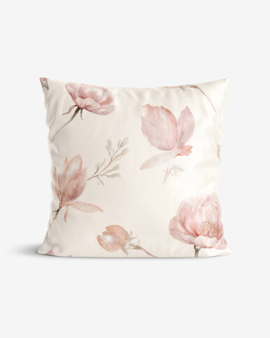Kissenbezug aus Baumwolle-Satin - Blühende Magnolien