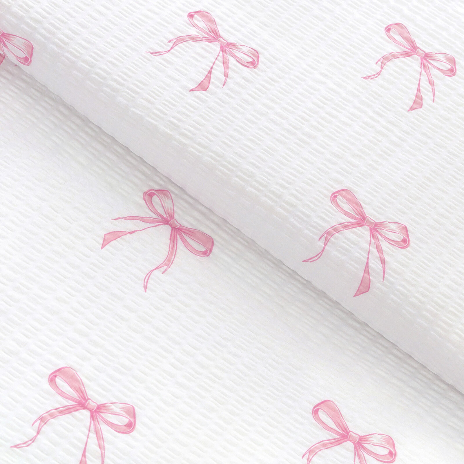 Seersucker - rosa Schleifen