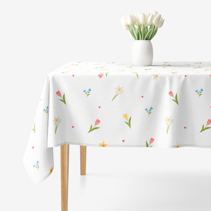 Eckige Tischdecke 100% Baumwolle - blühender Garten