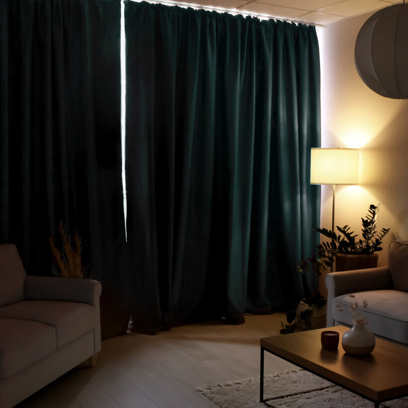 Blackout Verdunkelungsvorhang mit Satin-Glanz - petrol