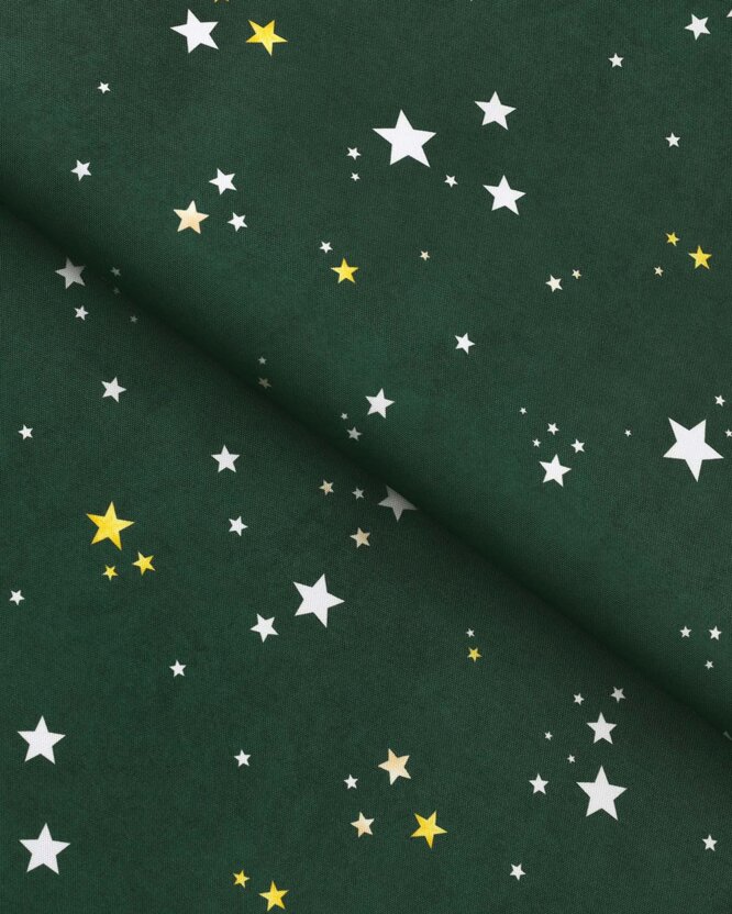 Weihnachtlicher Teflonstoff für Tischdecken – Sterne auf Grün