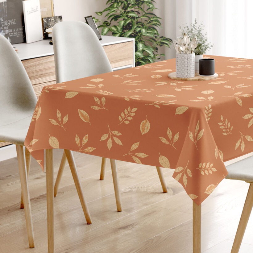Eckige Tischdecke 100% Baumwolle - Orange Herbstblätter