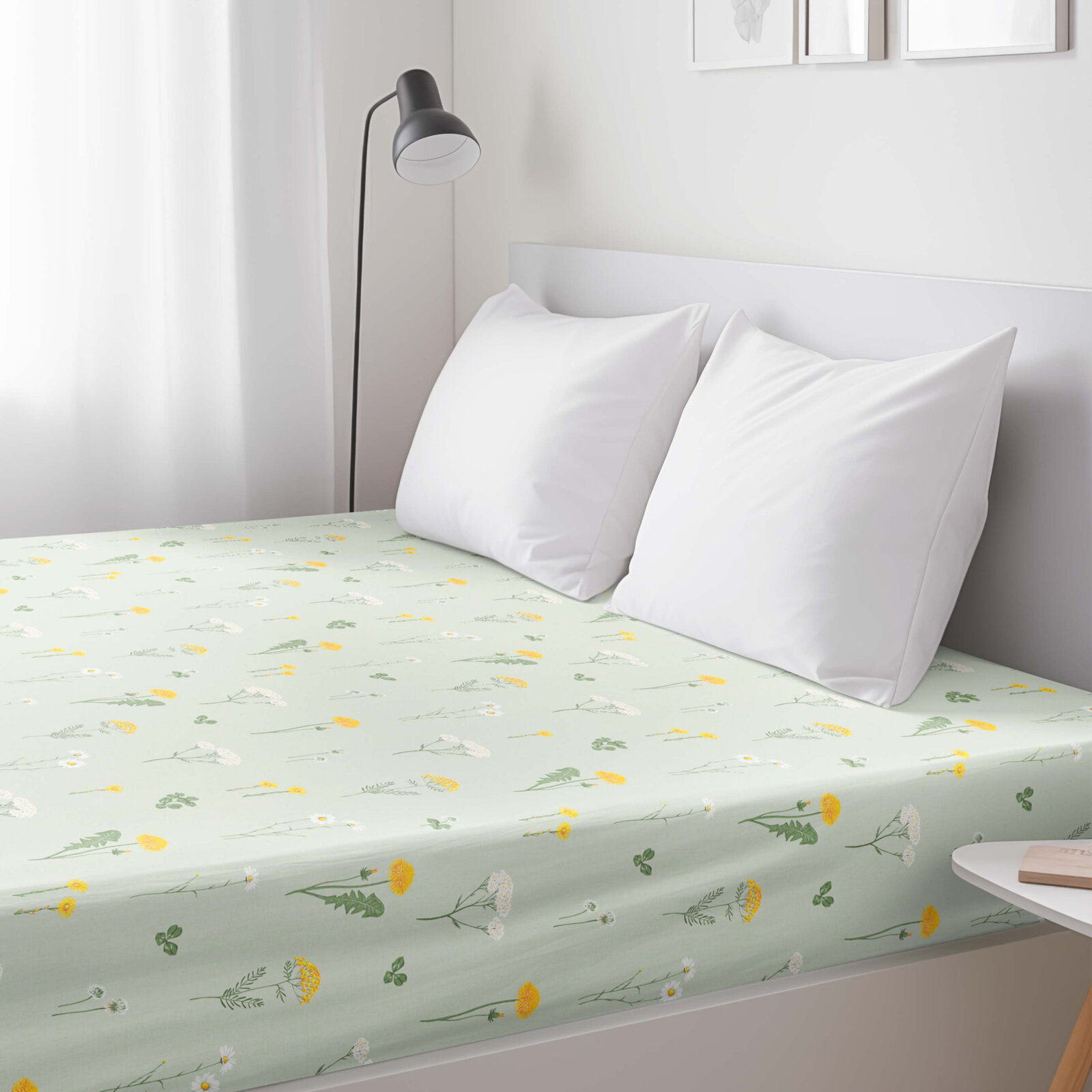 Spannbettlaken aus Baumwolle - Grüne Wiese