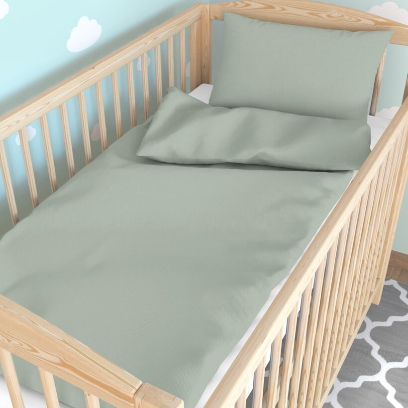 Bettwäsche für Babybetten aus Baumwolle - salbeigrün