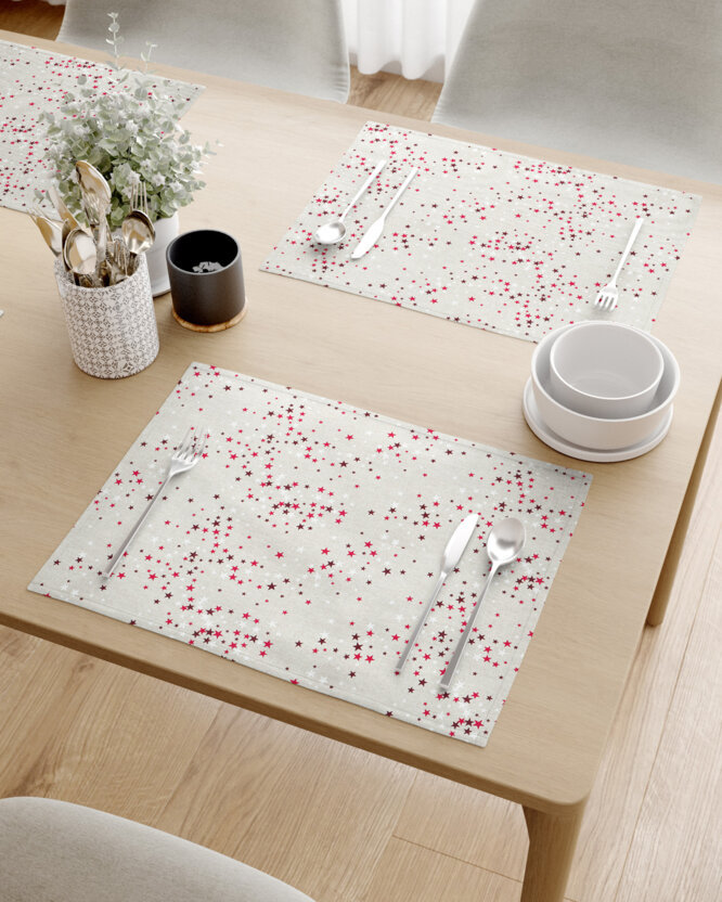 Weihnachtliches Tischset Valencia - Sterne auf Naturfarbe - Set 2 Stücke