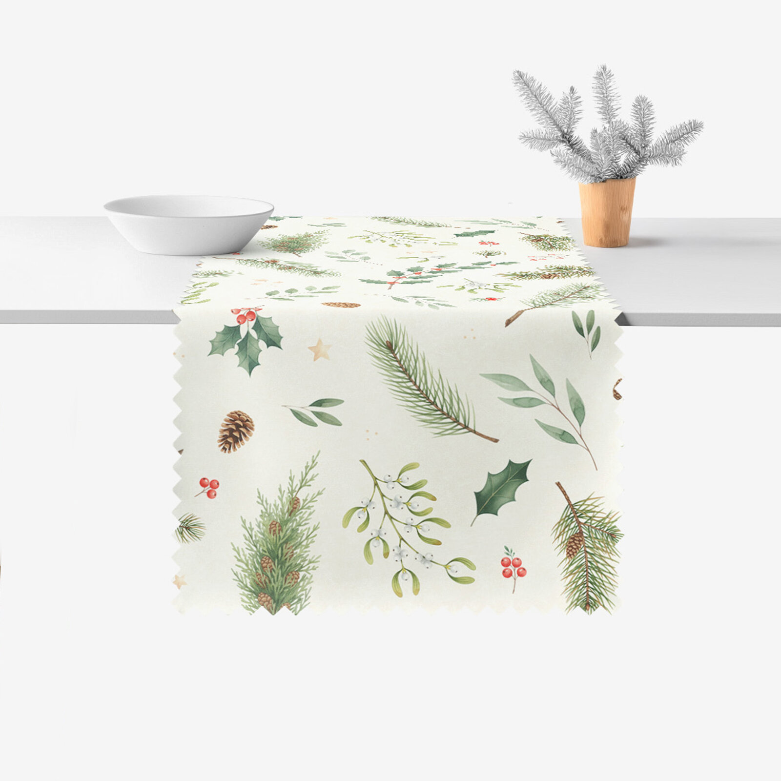 Weihnachtlicher Teflon-Tischläufer - Winterzweige