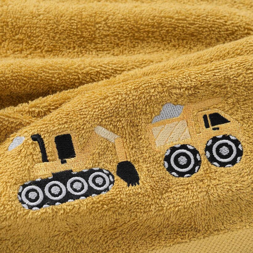 Kinder-Frottierhandtuch - Bagger in Senf