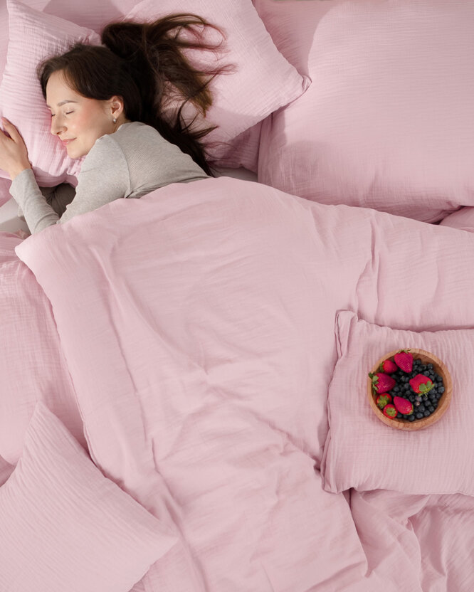 Musselin-Bettwäsche – pastellrosa