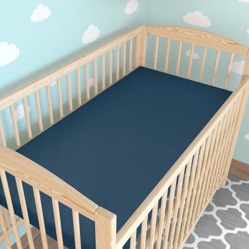 Spannbetttuch aus Baumwolle für Babybetten - marineblau
