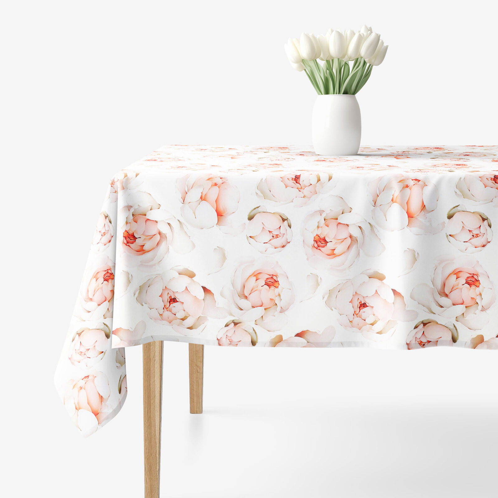 Eckige Tischdecke 100% Baumwolle Deluxe - Duft von Pfingstrosen