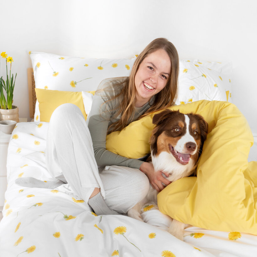 Bettwäsche aus Baumwolle Duo - Löwenzahn mit gelb