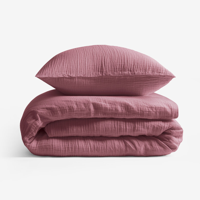 Musselin-Bettwäsche – burgunderrosa
