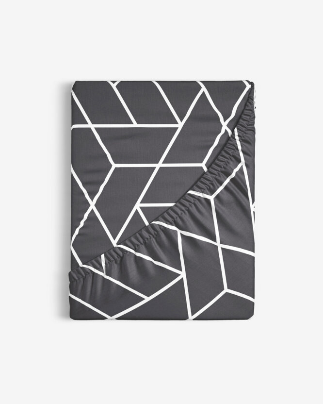 Spannbettlaken aus Baumwolle - Mosaik auf Dunkelgrau