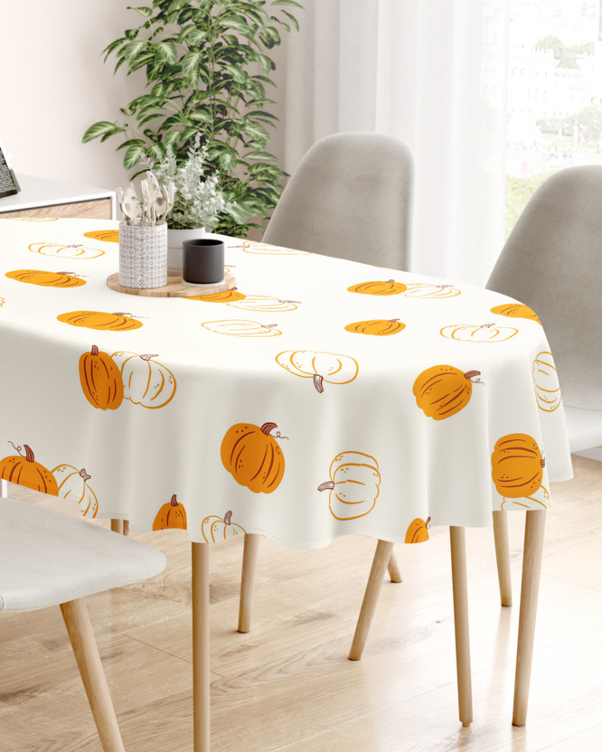 Ovale Tischdecke aus 100% Baumwolle - Herbstkürbis