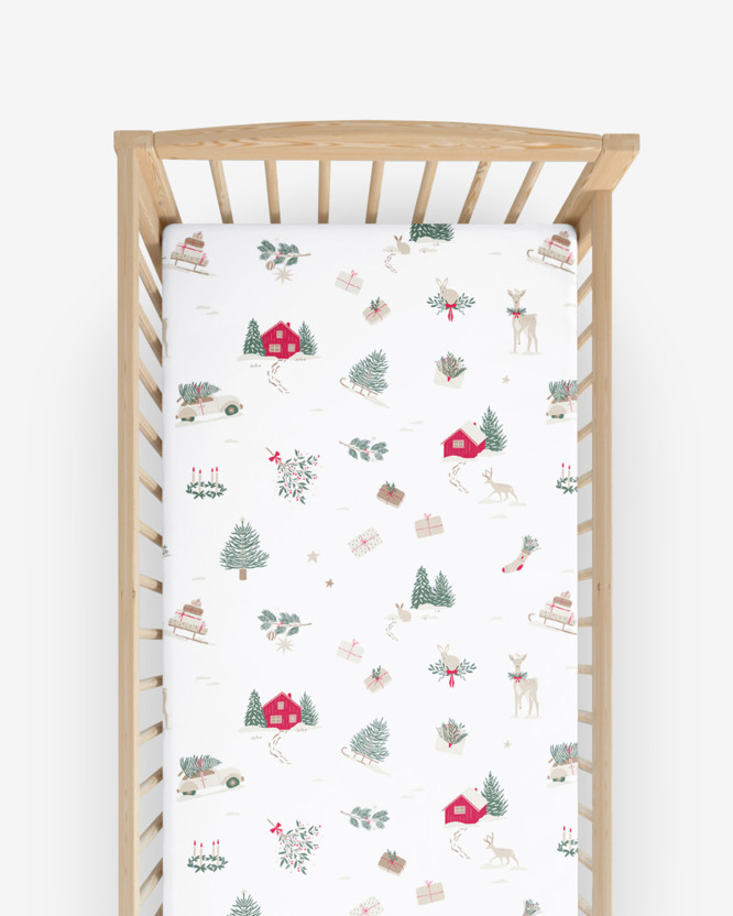 Spannbetttuch aus Baumwolle für Babybetten - Traditionelle Weihnachten (Ausland)