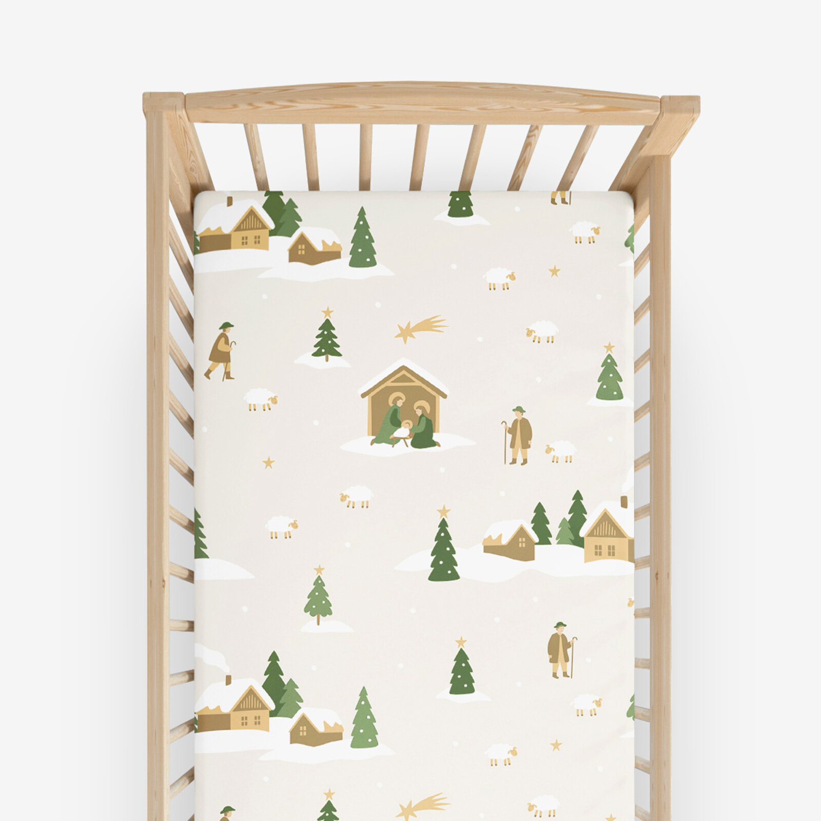 Weihnachtliches Spannbetttuch aus Baumwolle für Babybetten - Weihnachtslieder