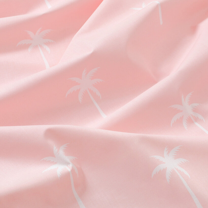 Bettwäsche für Babybetten aus Baumwolle - Palmen auf Pastellrosa
