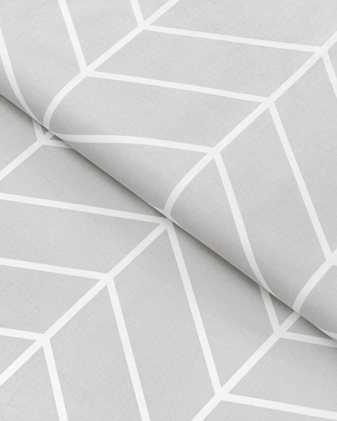 Baumwollstoff - Weißer Zickzack auf Grau