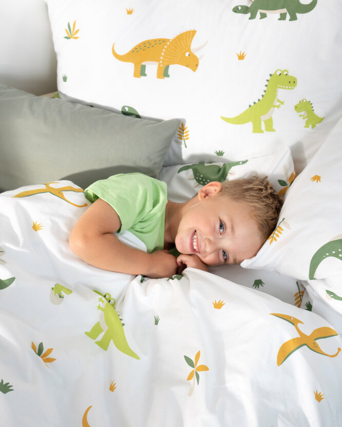 Kinder - Bettwäsche aus Baumwolle - Dino Abenteuer