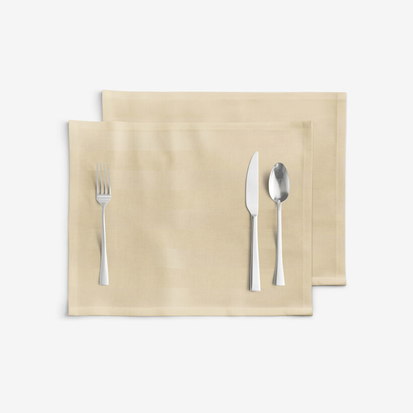 Festliche Damast-Tischset - goldene Streifen mit Satin-Glanz - 2 Stück