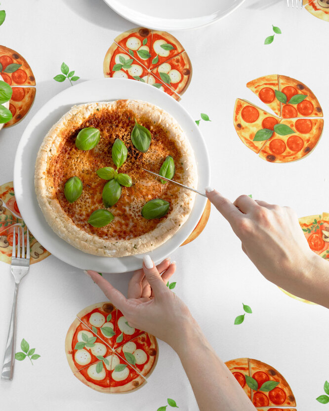 Eckige Tischdecke Teflon - köstliche Pizza