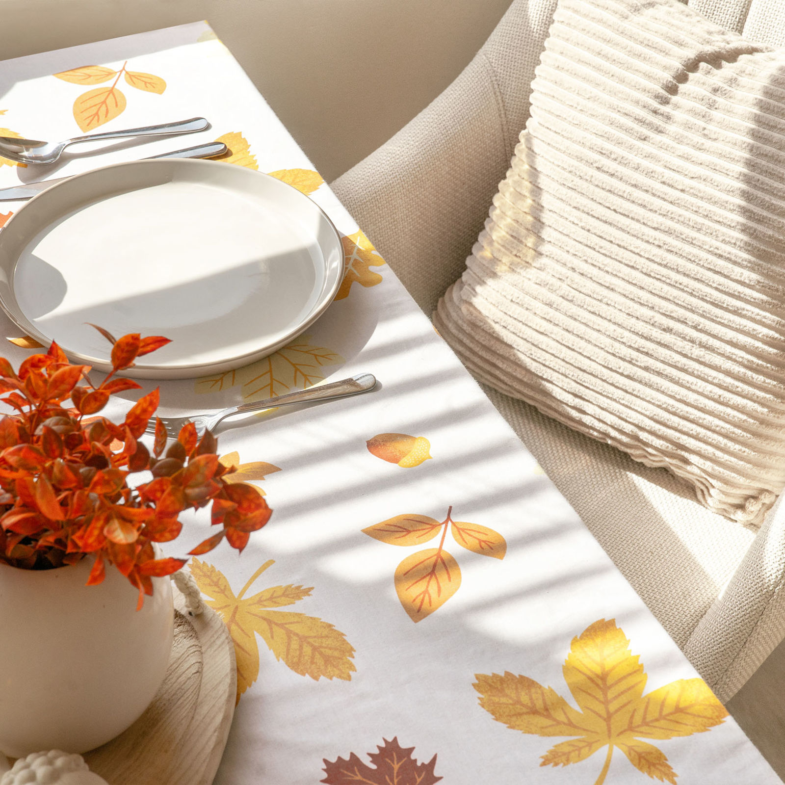 Eckige Tischdecke 100% Baumwolle - Herbstblätter