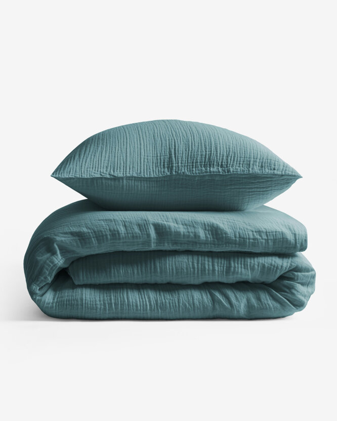 Musselin-Bettwäsche – petrol