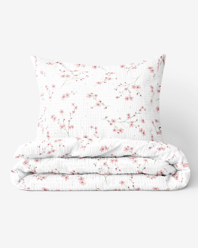 Seersucker Bettwäsche - Blühende Sakura-Kirschbäume