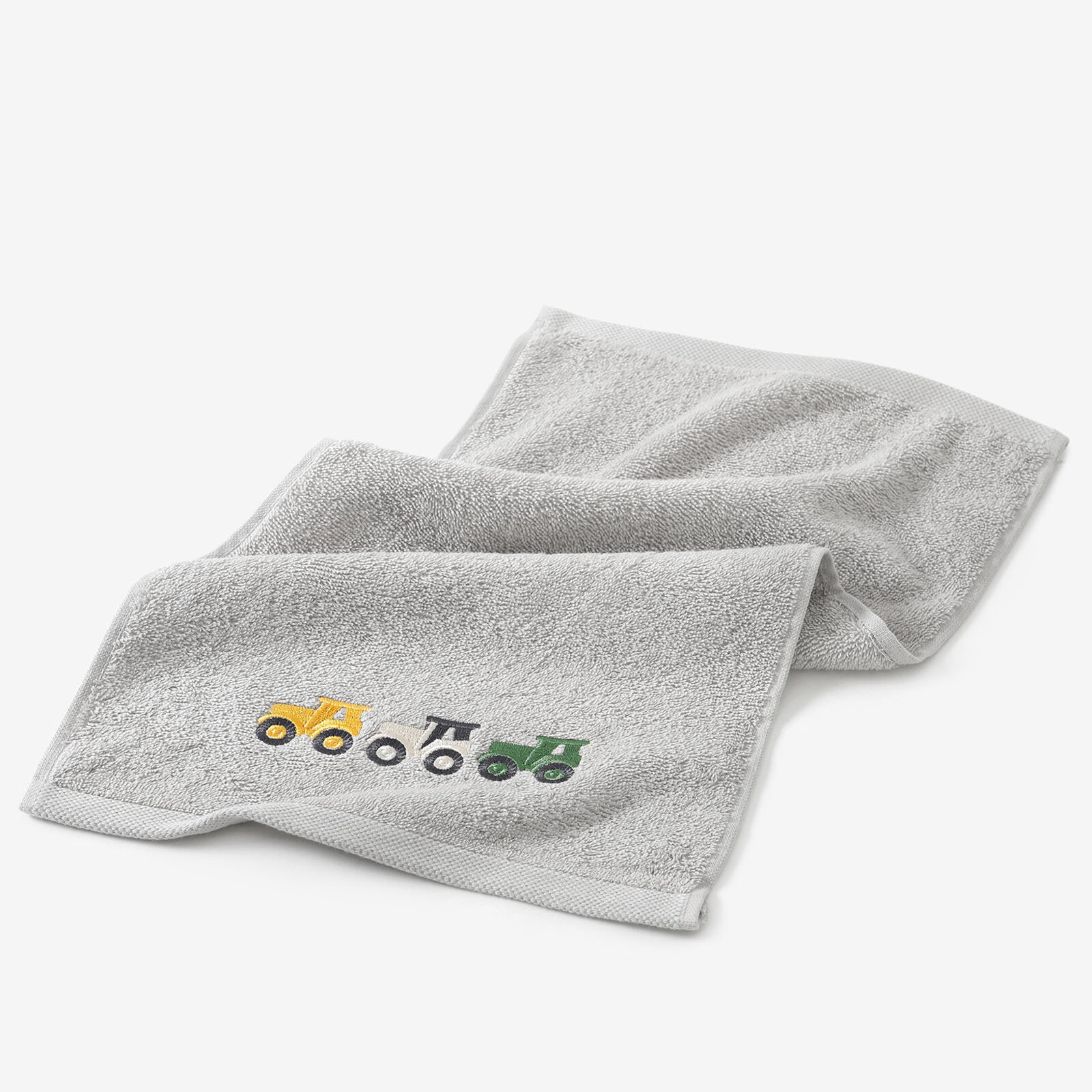Kinder-Frottierhandtuch - Bunte Traktoren auf Grau