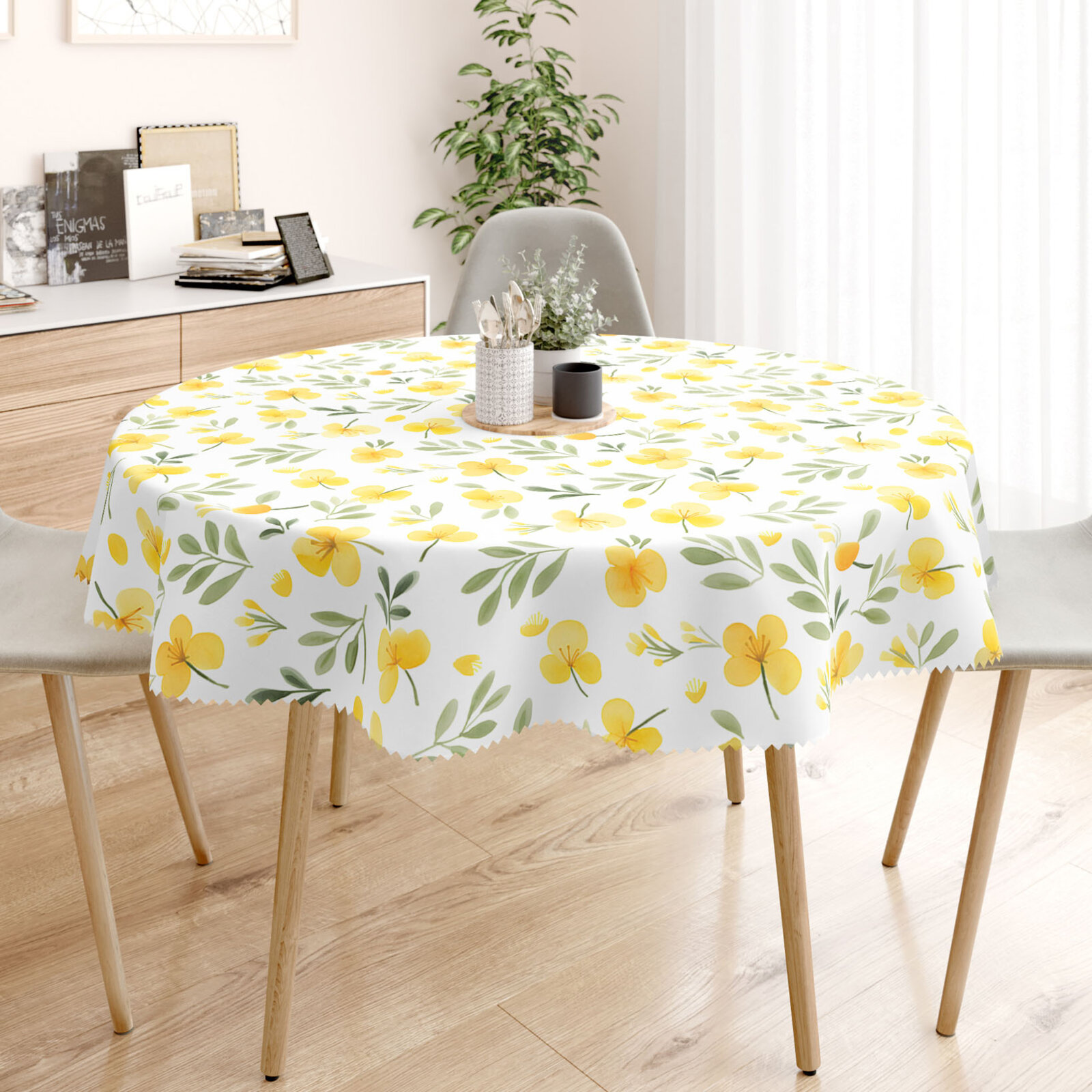 Runde Tischdecke Teflon - Nachtkerze