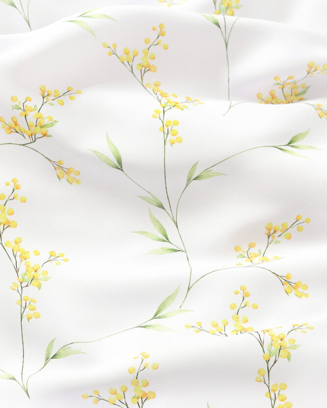 Teflonstoff für Tischdecken - Mimosenblüten