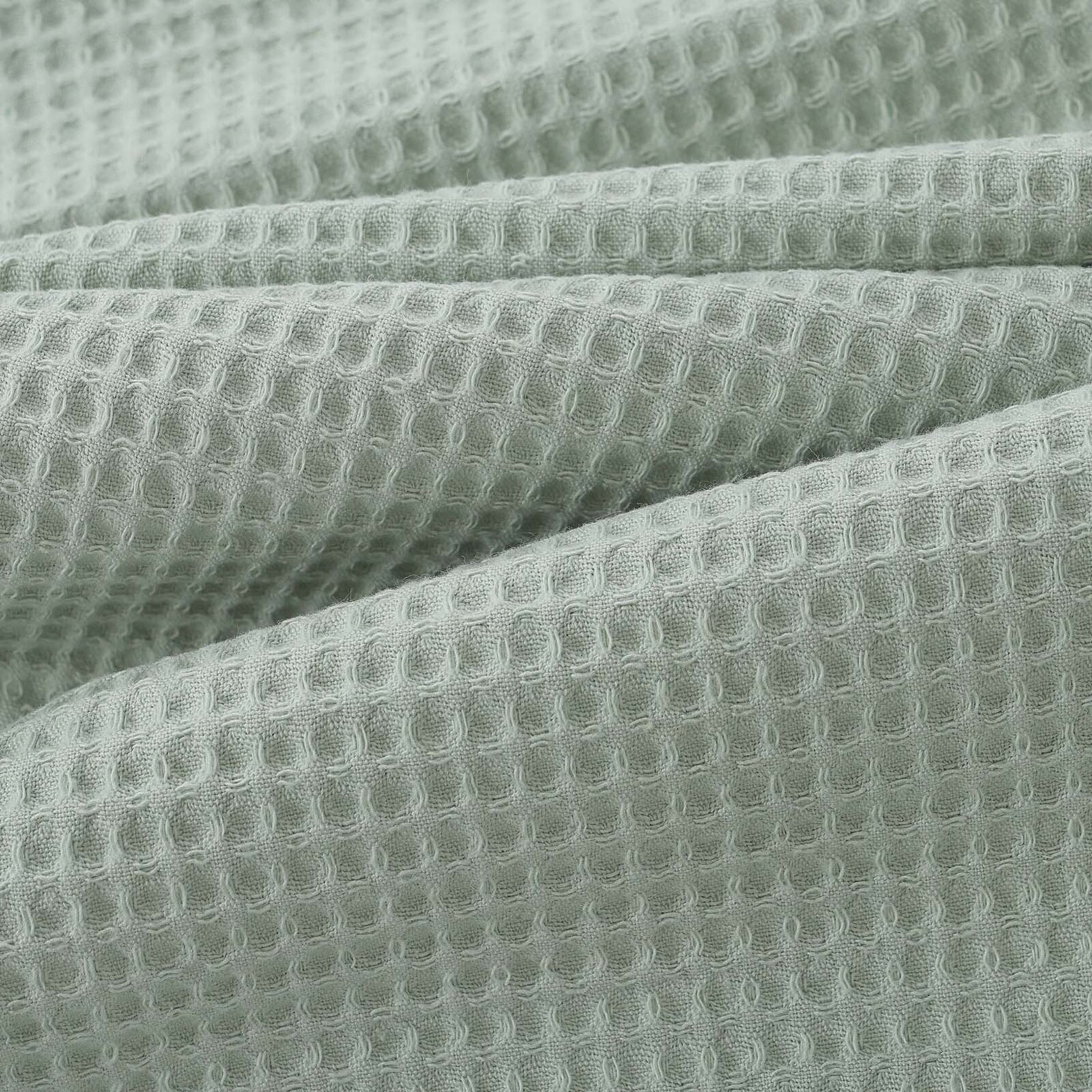 Waffel-Geschirrtuch mit Stickerei - Schneeglöckchen auf Salbei