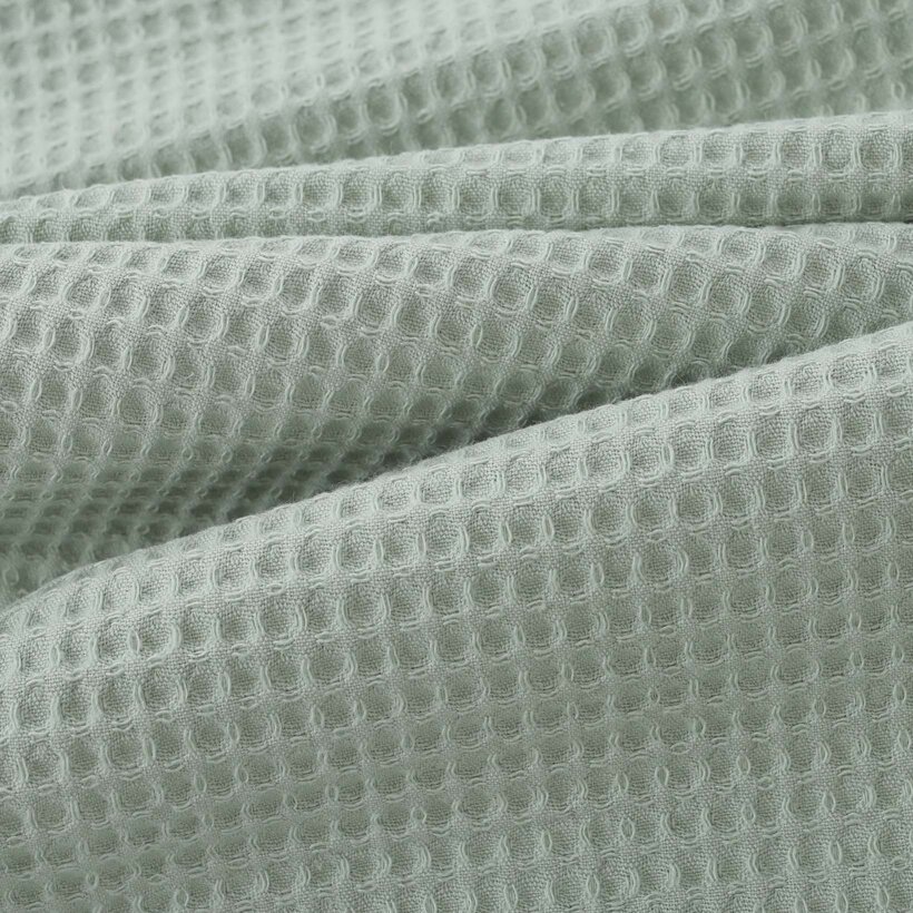 Waffel-Geschirrtuch mit Stickerei - Schneeglöckchen auf Salbei