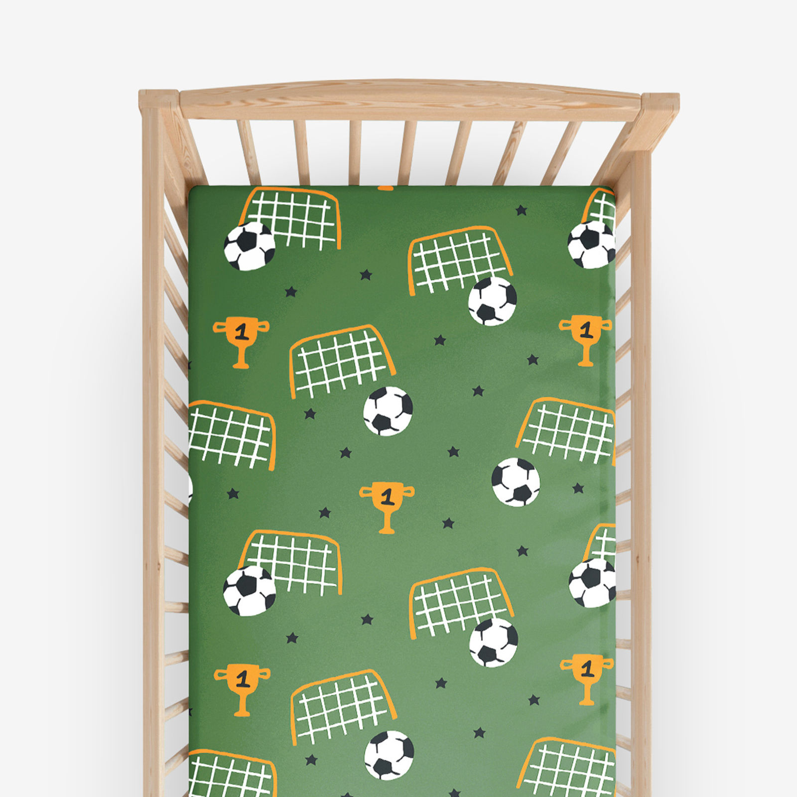 Spannbetttuch aus Baumwolle für Babybetten - Fußballwelt