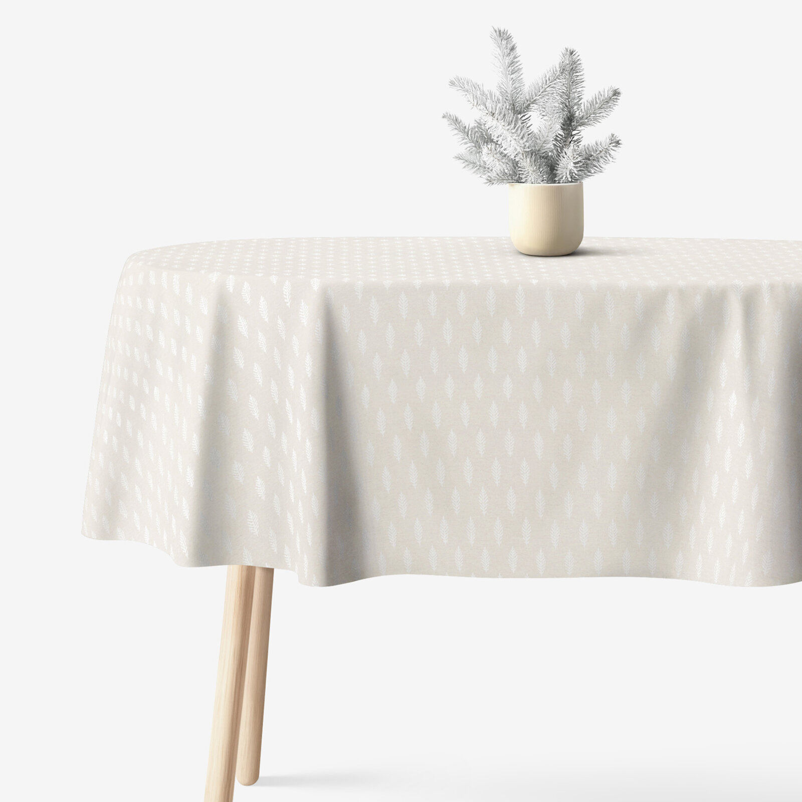 Ovale Weihnachts-Tischdecke Natura - Ästchen auf natürlicher