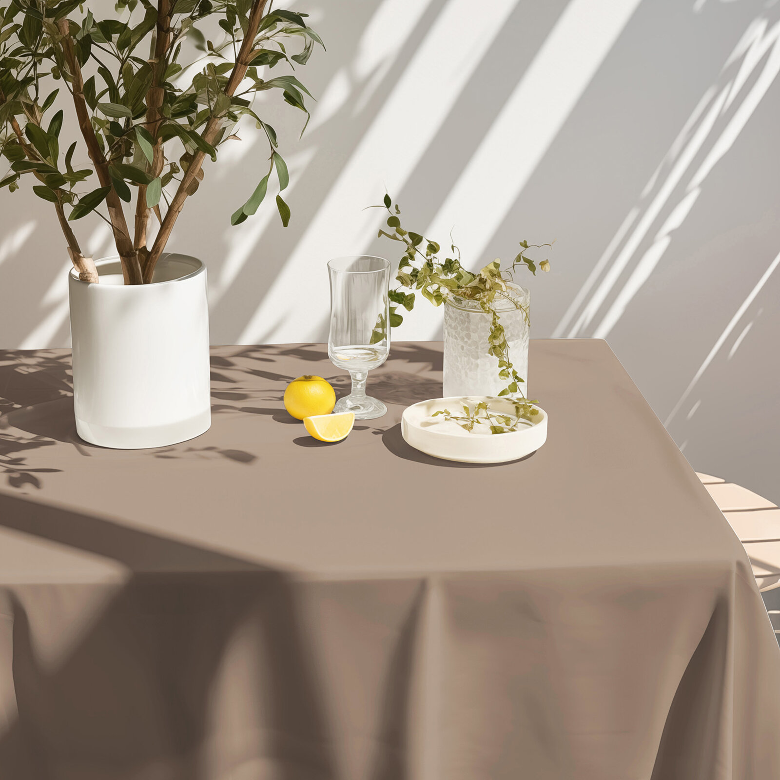 Eckige Tischdecke 100% Baumwolle - kaffeebraun