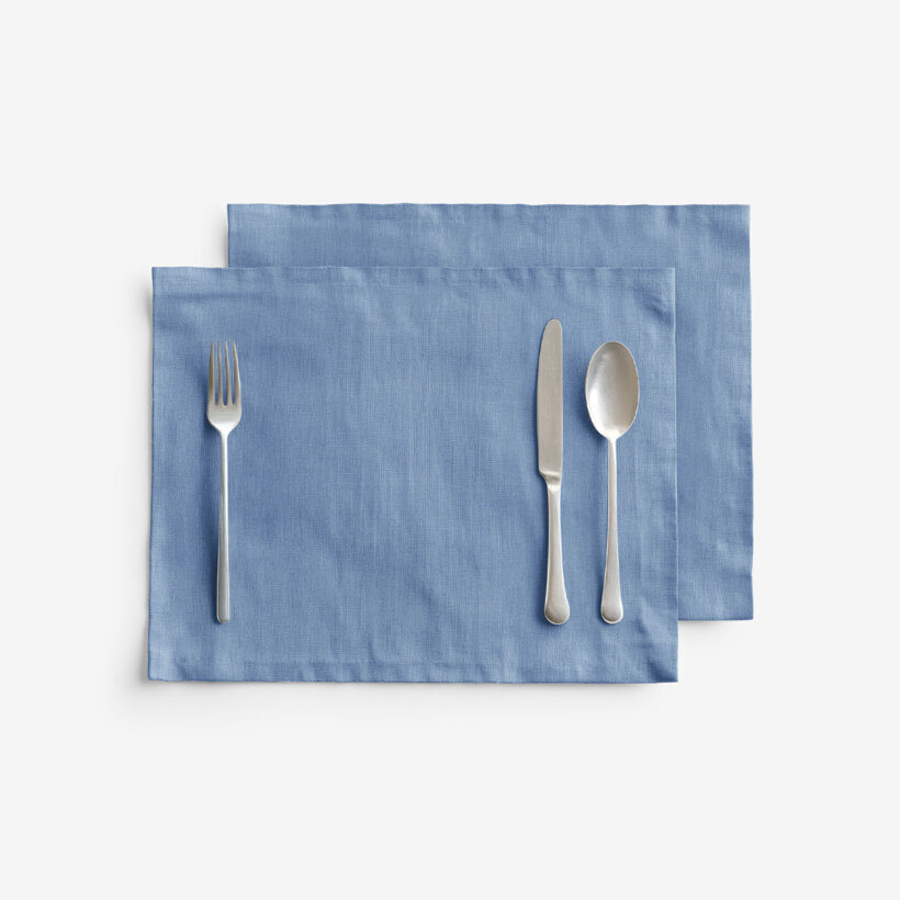 Tischset aus Leinenmischung - blau - 2 Stück Set