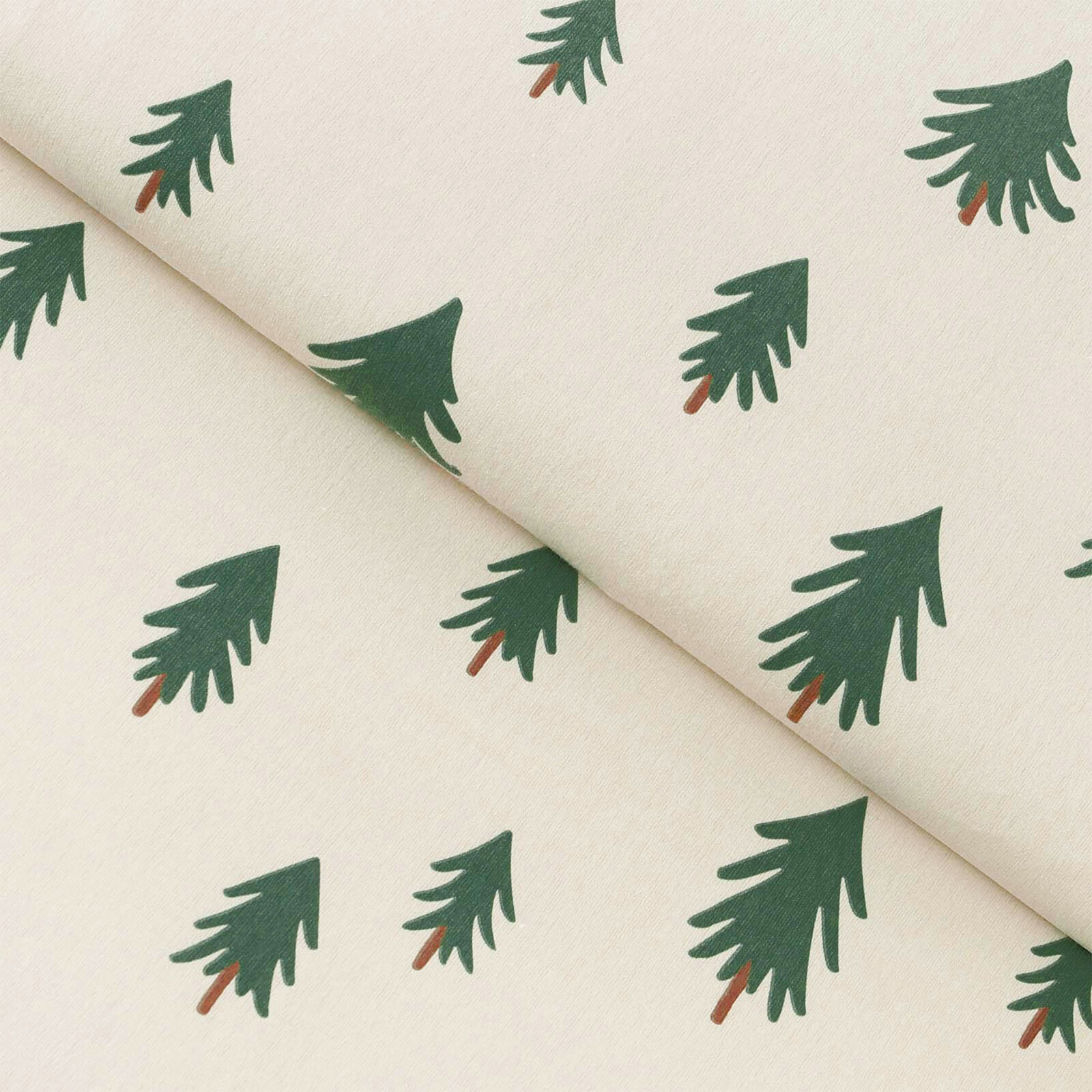 Weihnachtlicher Flanellstoff - Bäumchen auf natur