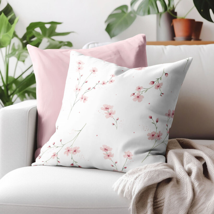 Kissenbezug aus Baumwolle - Blühende Sakura-Kirschbäume