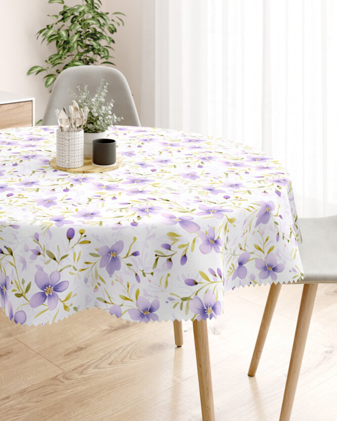 Runde Tischdecke Teflon - Veilchenblüten