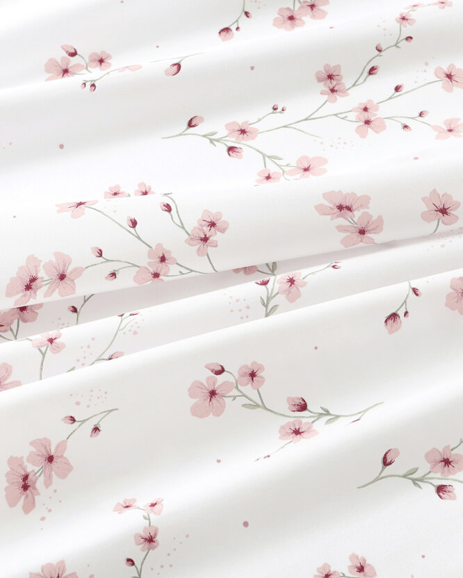 Runde Tischdecke 100% Baumwolle - Blühende Sakura-Kirschbäume