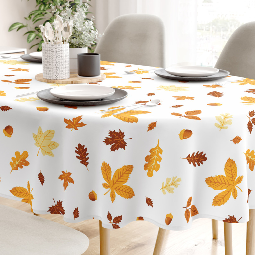 Ovale Tischdecke aus 100% Baumwolle - Herbstblätter