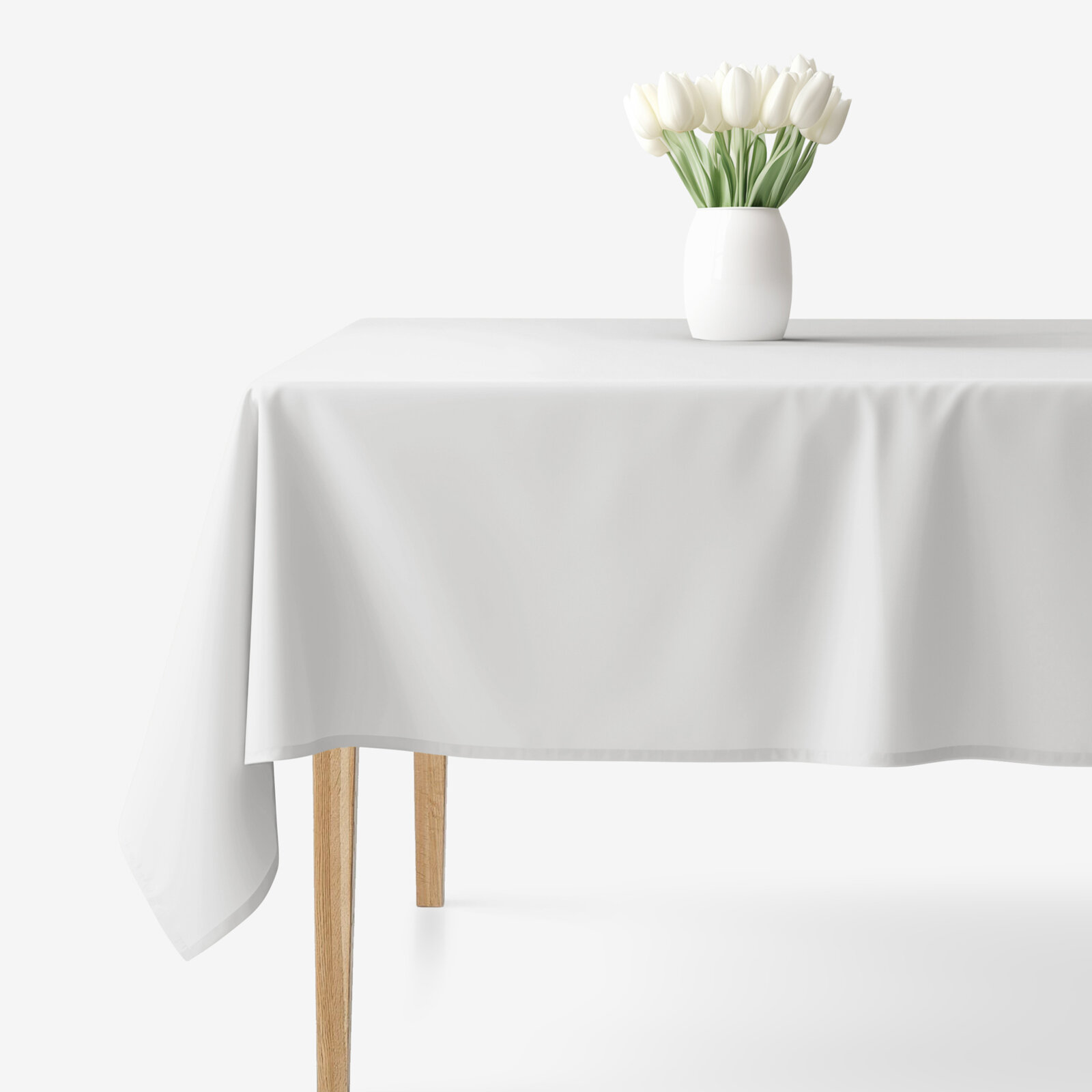Eckige Tischdecke 100% Baumwolle - hellgrau