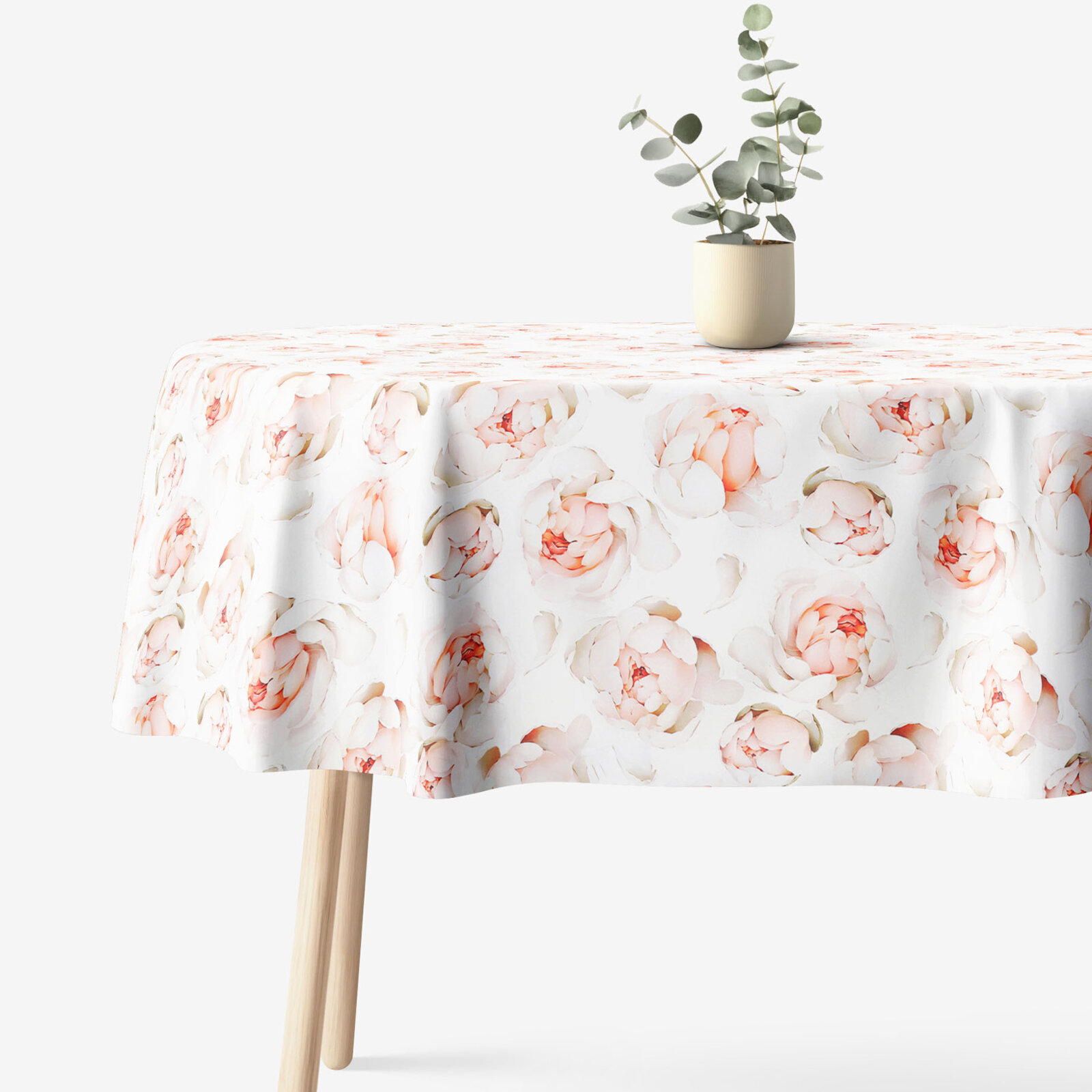 Ovale Tischdecke aus 100% Baumwolle Deluxe - Duft von Pfingstrosen