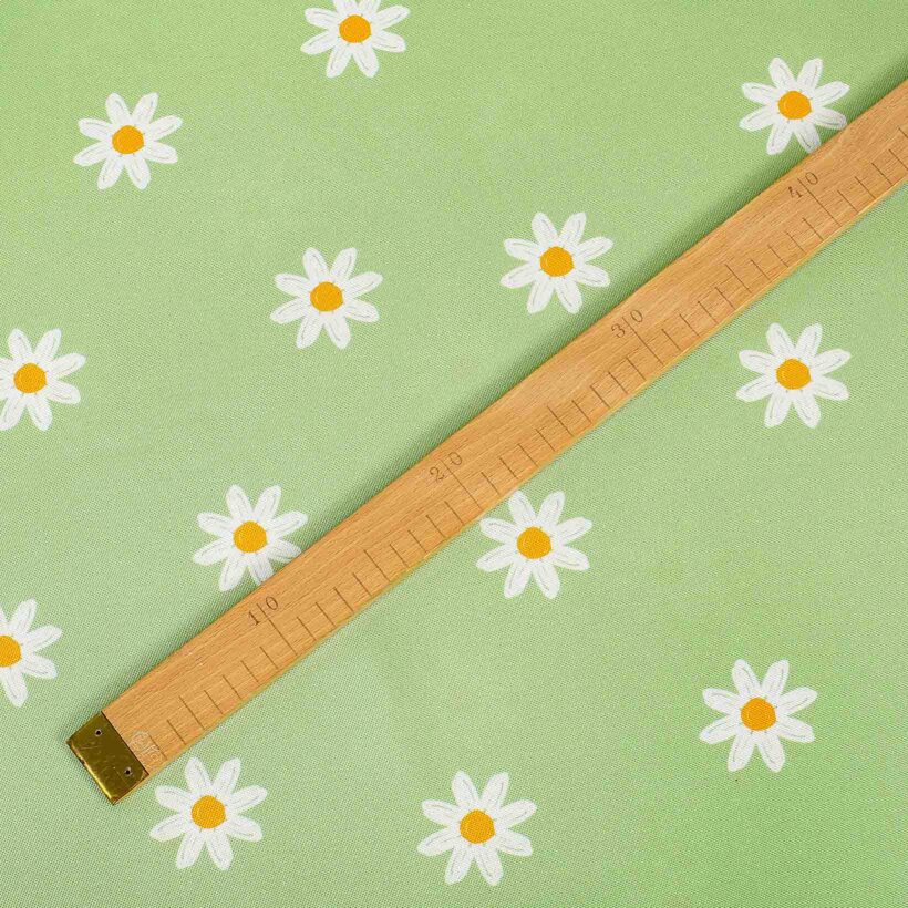 Teflonstoff für Tischdecken - Margeriten auf Grün