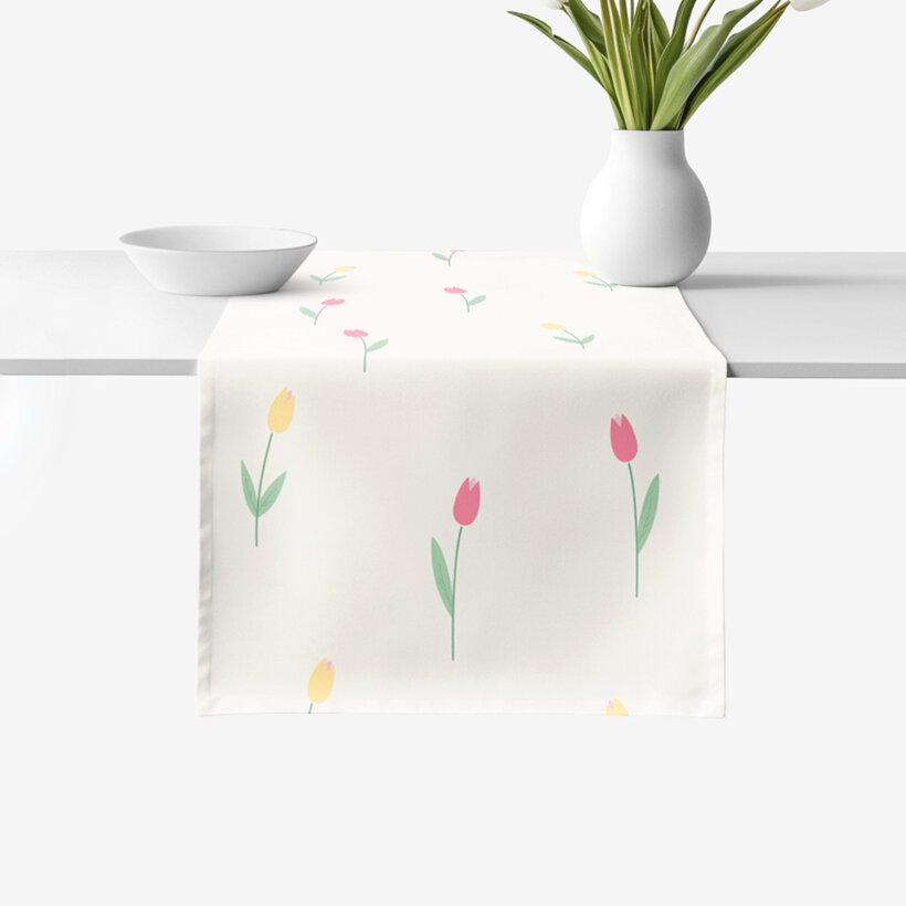 Tischläufer aus 100% Baumwolle - Tulpen
